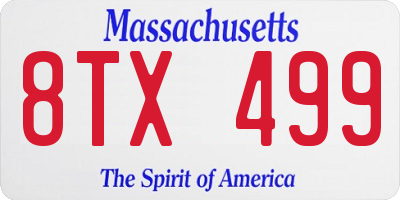 MA license plate 8TX499