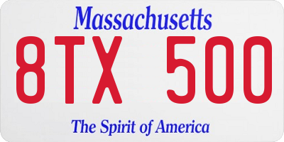 MA license plate 8TX500