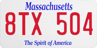 MA license plate 8TX504