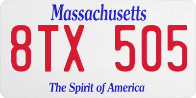 MA license plate 8TX505