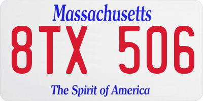 MA license plate 8TX506