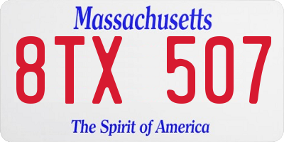 MA license plate 8TX507