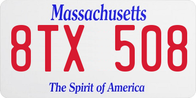 MA license plate 8TX508