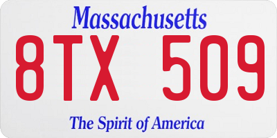 MA license plate 8TX509