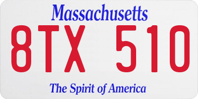 MA license plate 8TX510