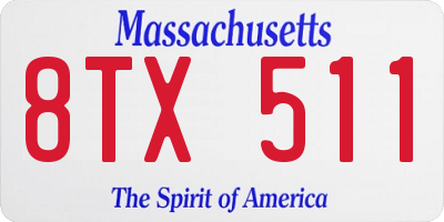 MA license plate 8TX511