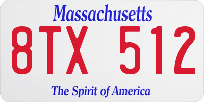 MA license plate 8TX512