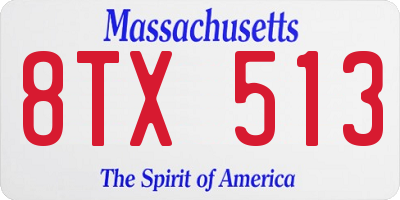 MA license plate 8TX513