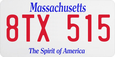 MA license plate 8TX515