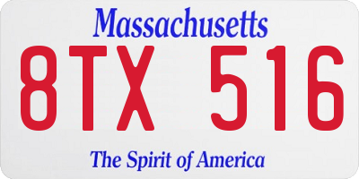 MA license plate 8TX516