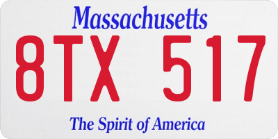 MA license plate 8TX517