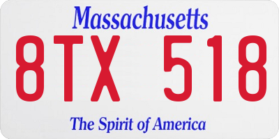 MA license plate 8TX518
