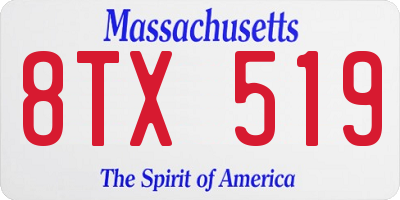 MA license plate 8TX519