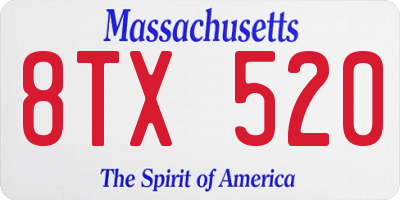 MA license plate 8TX520