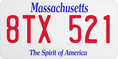 MA license plate 8TX521