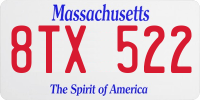 MA license plate 8TX522