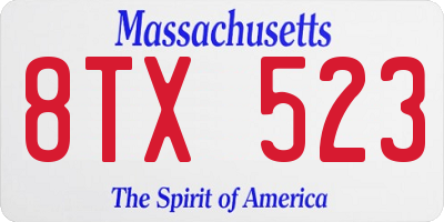 MA license plate 8TX523