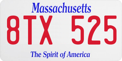 MA license plate 8TX525