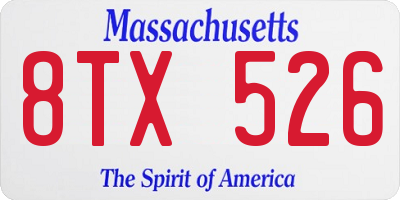 MA license plate 8TX526