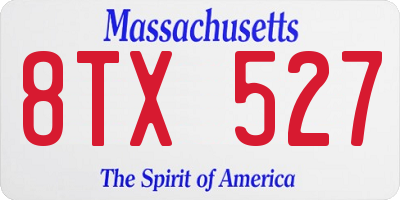 MA license plate 8TX527