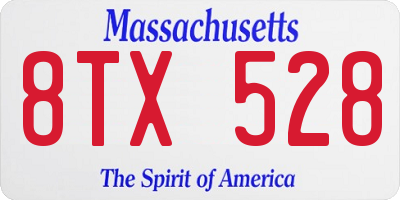 MA license plate 8TX528