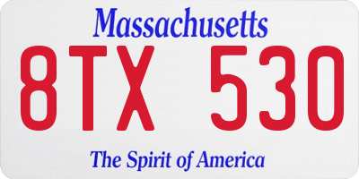 MA license plate 8TX530