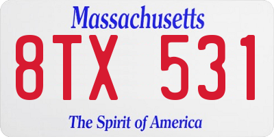 MA license plate 8TX531