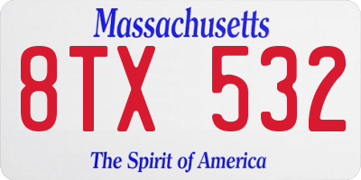 MA license plate 8TX532