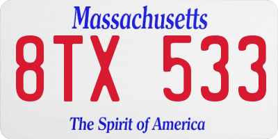 MA license plate 8TX533