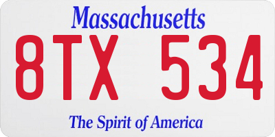 MA license plate 8TX534