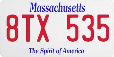 MA license plate 8TX535