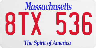 MA license plate 8TX536