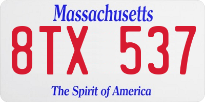 MA license plate 8TX537
