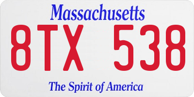 MA license plate 8TX538
