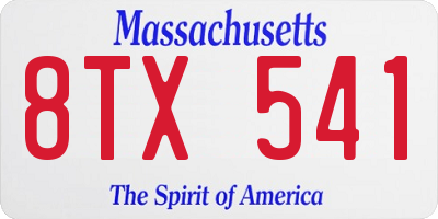 MA license plate 8TX541