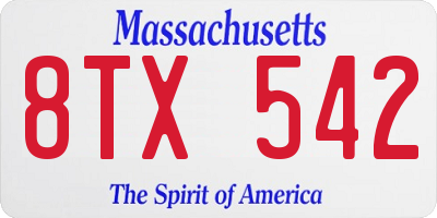 MA license plate 8TX542