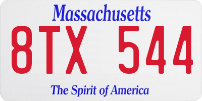 MA license plate 8TX544