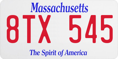 MA license plate 8TX545