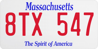 MA license plate 8TX547