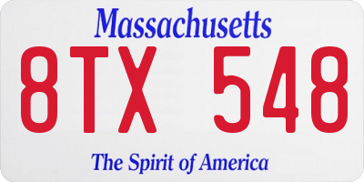 MA license plate 8TX548