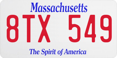 MA license plate 8TX549