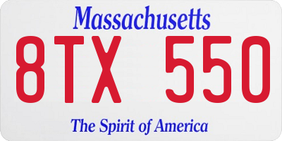 MA license plate 8TX550
