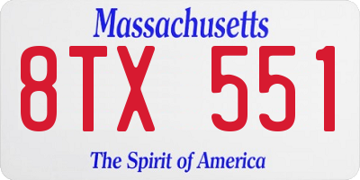 MA license plate 8TX551