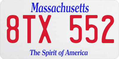 MA license plate 8TX552