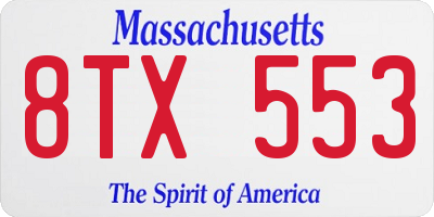 MA license plate 8TX553