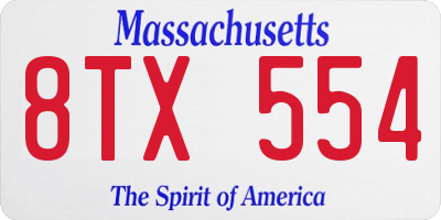 MA license plate 8TX554