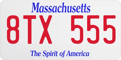 MA license plate 8TX555