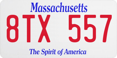 MA license plate 8TX557