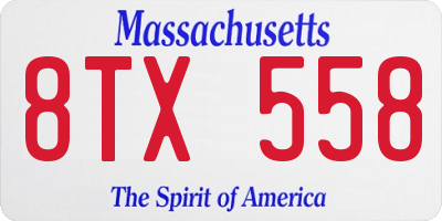 MA license plate 8TX558