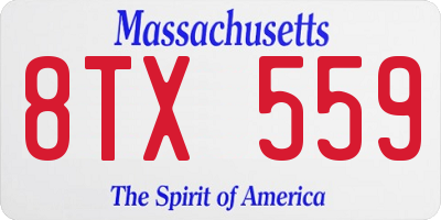 MA license plate 8TX559